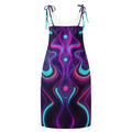 Psychedelic neon slip dress with abstract colorful pattern, Mad Lad Designs streetwear