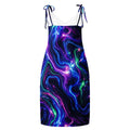 Psychedelic slip dress with neon galaxy swirl print from Mad Lad Designs