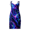 Psychedelic galaxy print slip dress with neon swirls by Mad Lad Designs