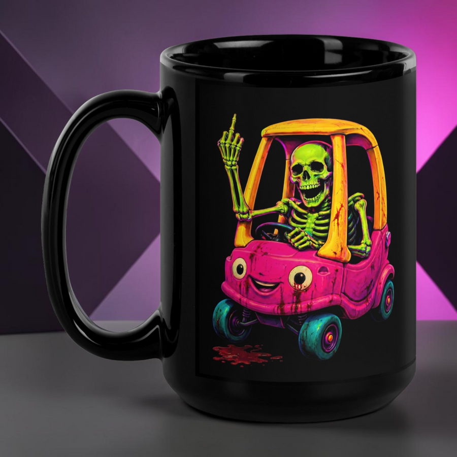 Undead Road Rage black glossy coffee mug by Mad Lad Designs