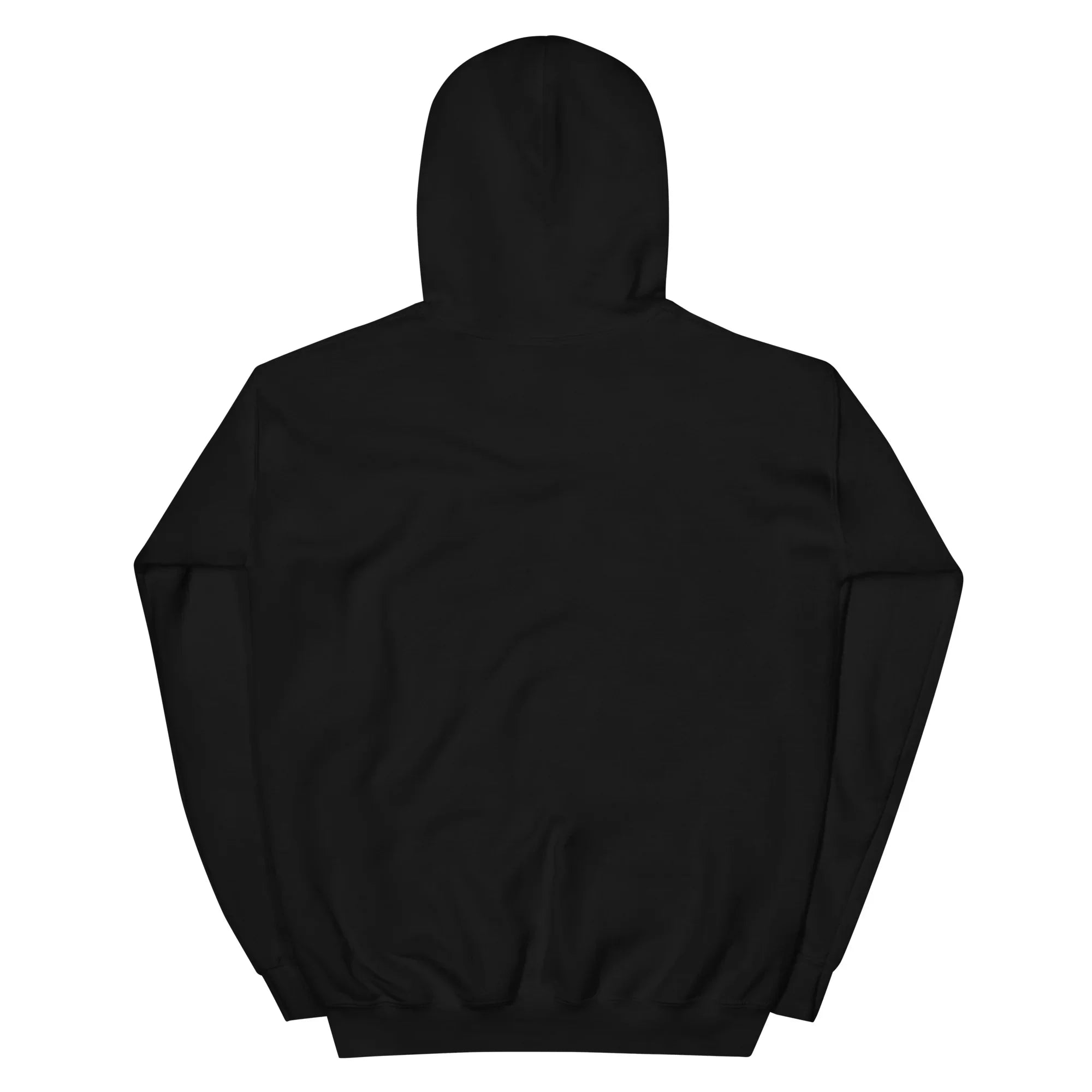Black unisex streetwear hoodie back view by Mad Lad Designs
